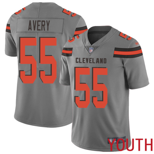 Cleveland Browns Genard Avery Youth Gray Limited Jersey #55 NFL Football Inverted Legend